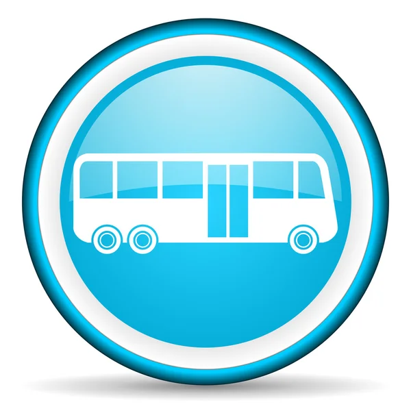 Bus blue glossy icon on white background — Stock Photo, Image