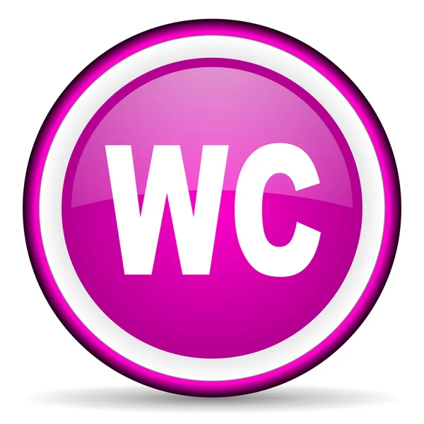 Wc violet glossy icon on white background — Stock Photo, Image