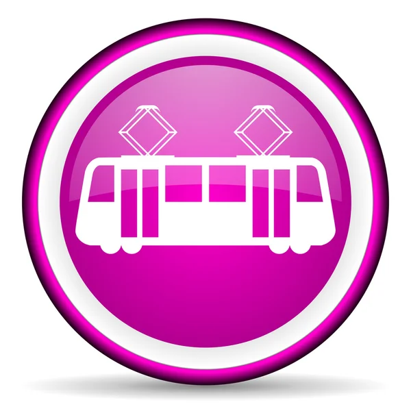 Фиолетовый значок трамвая на белом фоне — стоковое фото