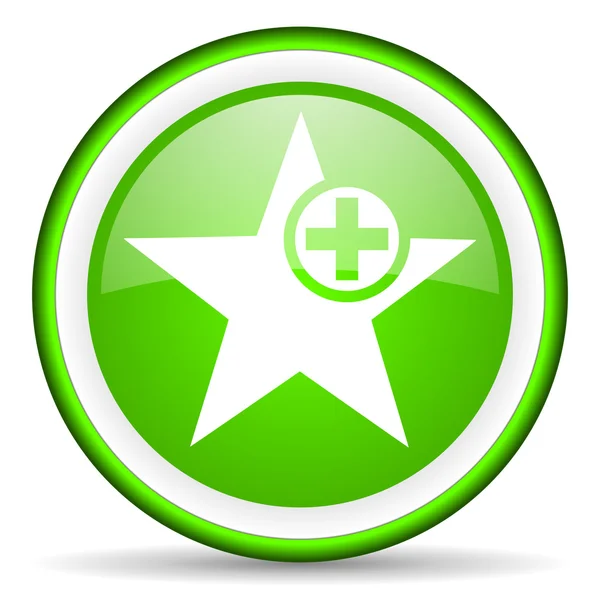 Estrela ícone brilhante verde no fundo branco — Fotografia de Stock