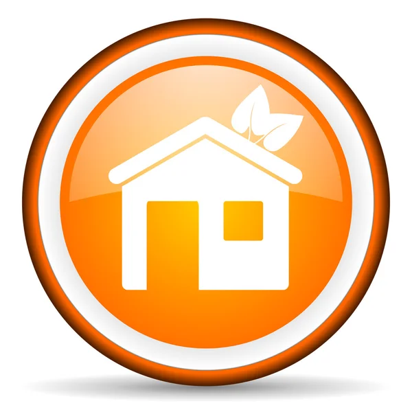 Home Orange Hochglanz-Symbol auf weißem Hintergrund — Stockfoto