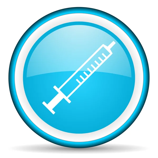 Syringe blue glossy icon on white background — Stock Photo, Image