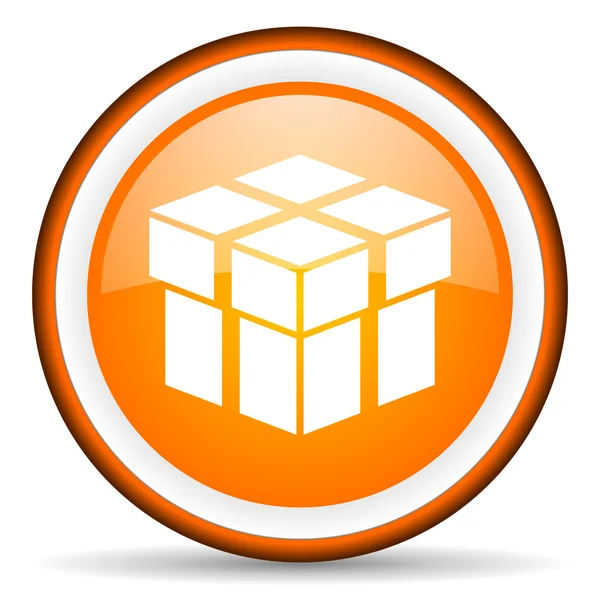 Box orange glossy icon on white background — Stock Photo, Image