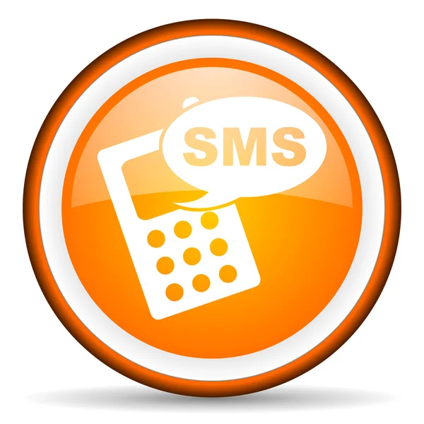 Sms orange glossy icon on white background — Stock Photo, Image