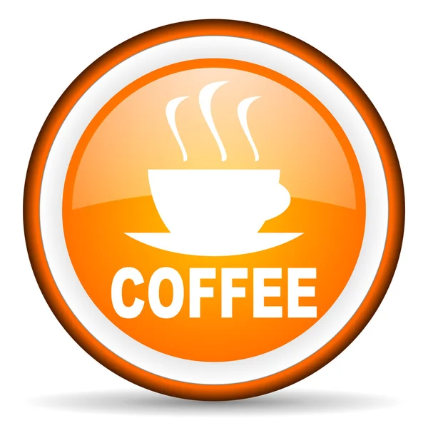 Kaffee Orange Hochglanz-Symbol auf weißem Hintergrund — Stockfoto