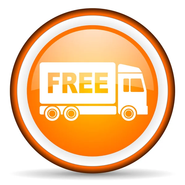 Free delivery orange glossy icon on white background — Stock Photo, Image