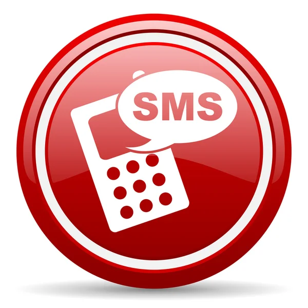 Sms red glossy icon on white background — Stock Photo, Image