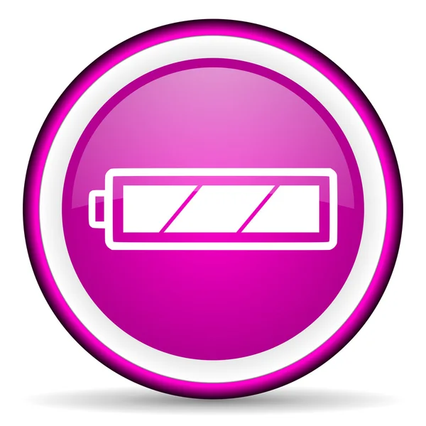 Batteria viola icona lucida su sfondo bianco — Foto Stock