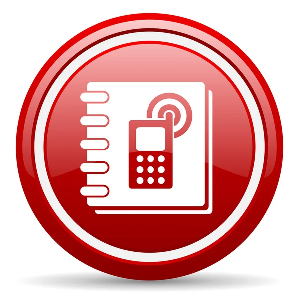 Telefoonboek rode glanzende pictogram op witte achtergrond — Stockfoto
