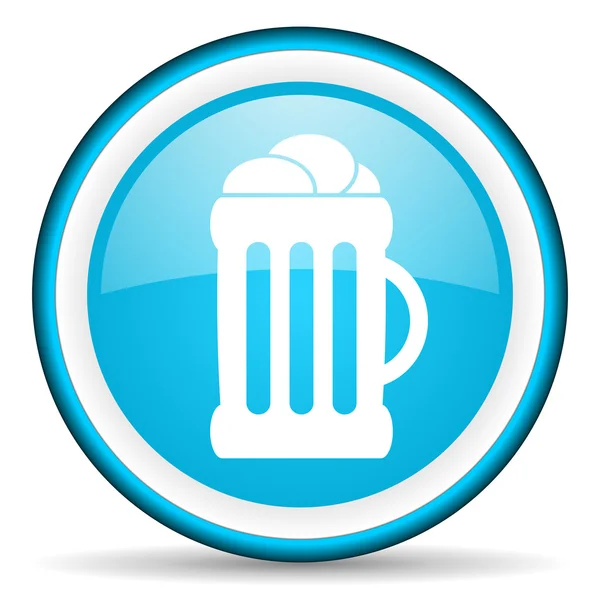 Beer blue glossy icon on white background — Stock Photo, Image