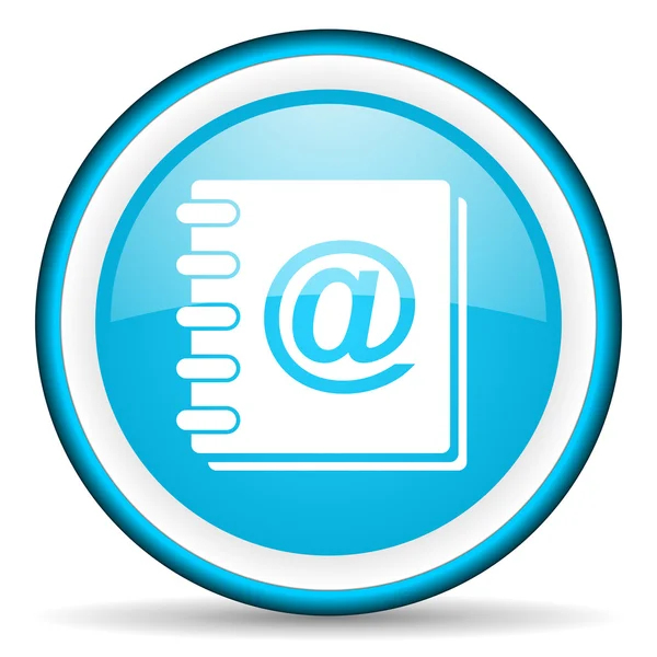 Livro de endereços ícone brilhante azul no fundo branco — Fotografia de Stock