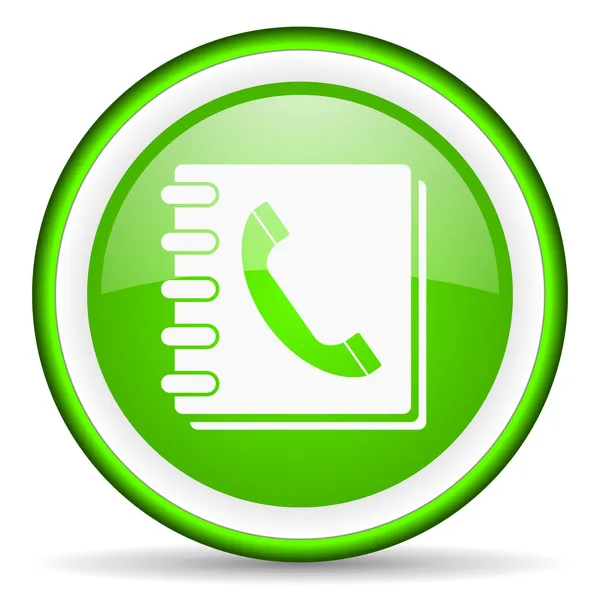 Książka telefoniczna zielona ikona na białym tle — Zdjęcie stockowe