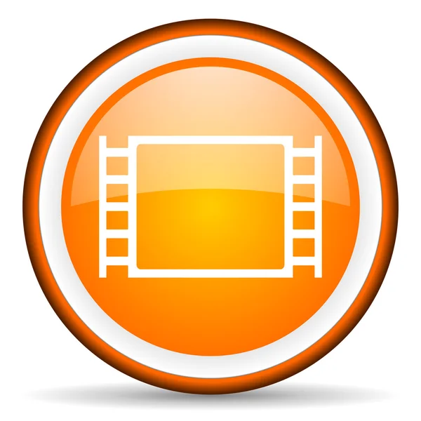 Movie orange glossy icon on white background — Stock Photo, Image