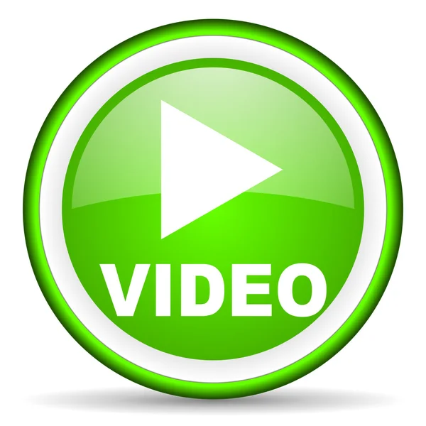 Video verde icono brillante sobre fondo blanco —  Fotos de Stock