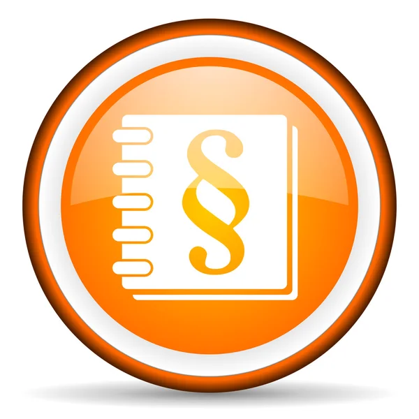 Law orange glossy icon on white background — Stock Photo, Image