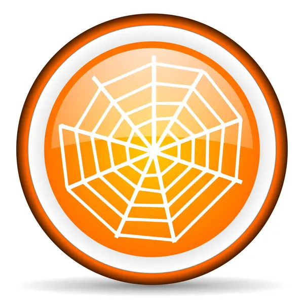 Toile d'araignée icône brillante orange sur fond blanc — Photo