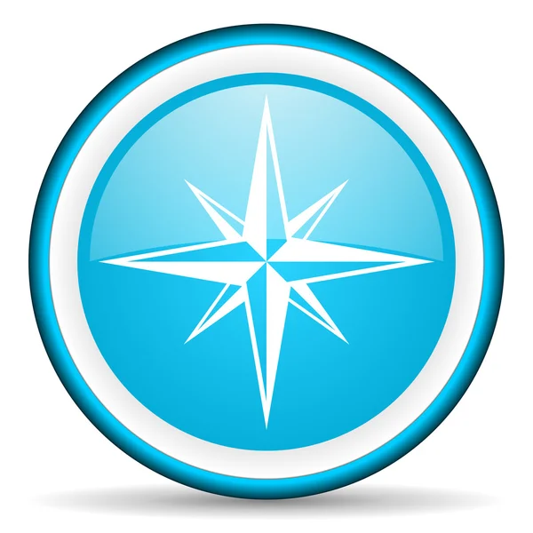 Kompass blaues Hochglanz-Symbol auf weißem Hintergrund — Stockfoto