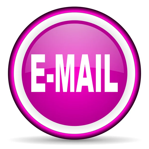 Email violeta ícone brilhante no fundo branco — Fotografia de Stock