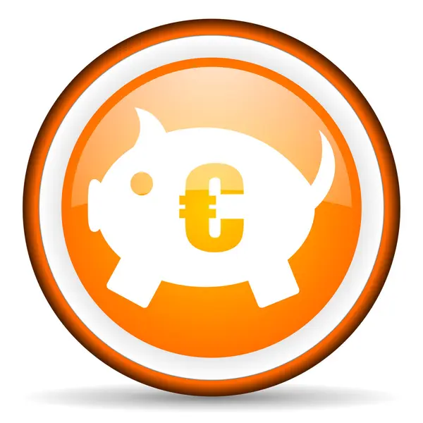 Piggy bank orange glossy icon on white background — Stock Photo, Image