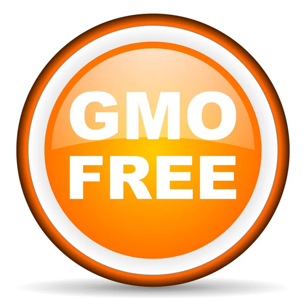 Gmo free orange Hochglanz-Symbol auf weißem Hintergrund — Stockfoto