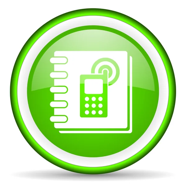 Phonebook green glossy icon on white background — Stock Photo, Image