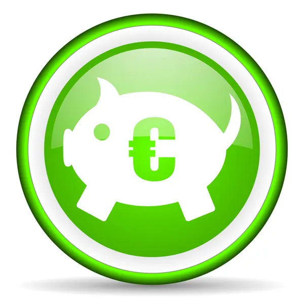 Piggy bank zielona ikona na białym tle — Zdjęcie stockowe