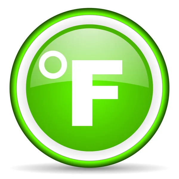 Fahrenheit grünes Hochglanz-Symbol auf weißem Hintergrund — Stockfoto