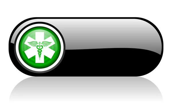 Caduceus black and green web icon on white background — Stock Photo, Image