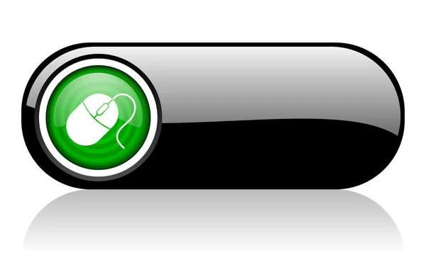 Чорно-зелена веб-іконка миші на білому тлі — стокове фото