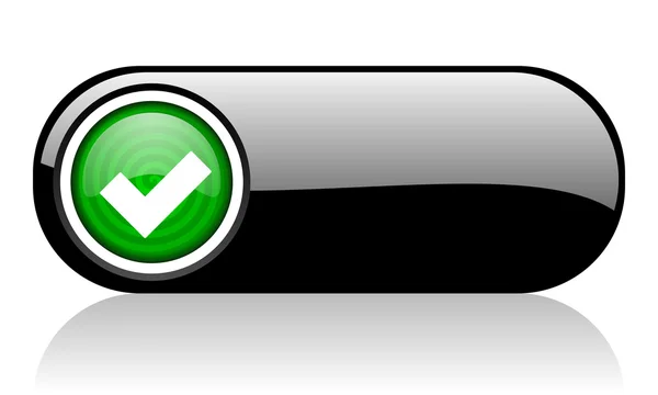 Accepteren van zwarte en groene web pictogram op witte achtergrond — Stockfoto