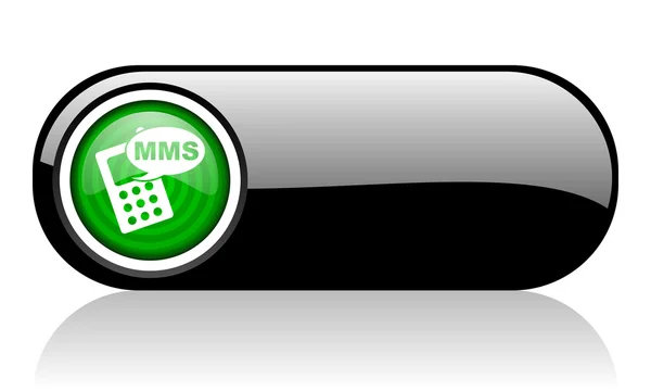 Mms icono web negro y verde sobre fondo blanco —  Fotos de Stock