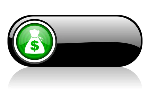 Dinero icono web negro y verde sobre fondo blanco — Foto de Stock