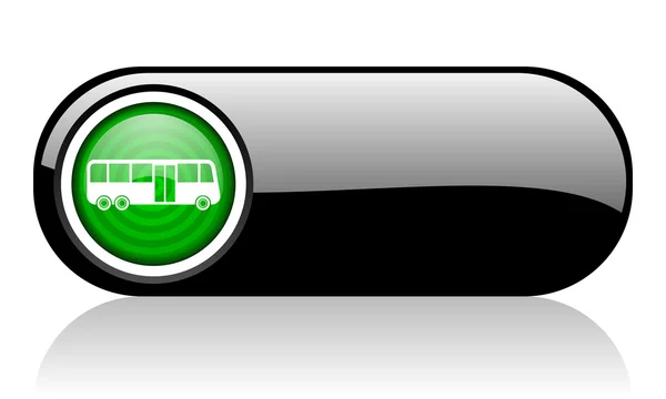 总线在白色背景上的黑色和绿色的 web 图标 — 图库照片