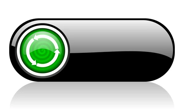 Refresh black and green web icon on white background — Stock Photo, Image