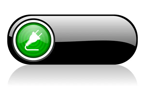 Plug black and green web icon on white background — Stock Photo, Image