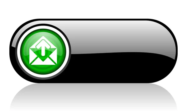Correo negro y verde icono de la web en el correo de fondo blanco —  Fotos de Stock