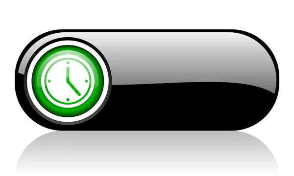 Relógio ícone web preto e verde no fundo branco — Fotografia de Stock