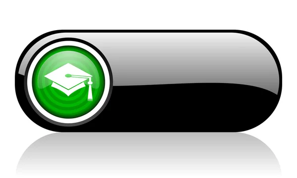 Graduación icono web negro y verde sobre fondo blanco —  Fotos de Stock