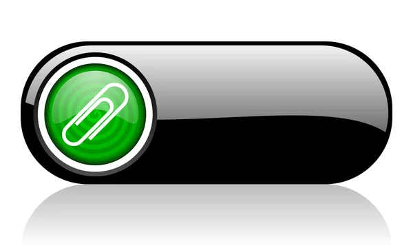 Paper clip black and green web icon on white background — Stock Photo, Image