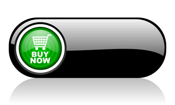 Buy now black and green web icon on white background — Stock Photo, Image