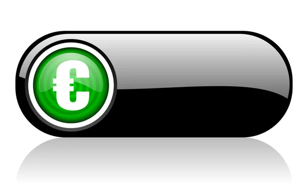 Euro icona web nera e verde su sfondo bianco — Foto Stock