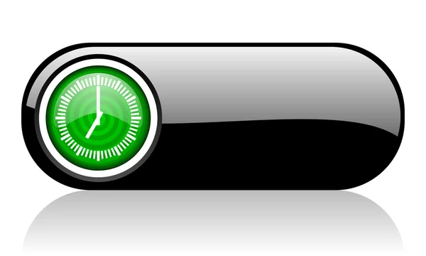 Часы черный и зеленый значок веб на белом фоне — стоковое фото
