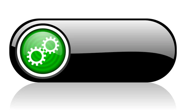 Ingranaggi icona web nero e verde su sfondo bianco — Foto Stock