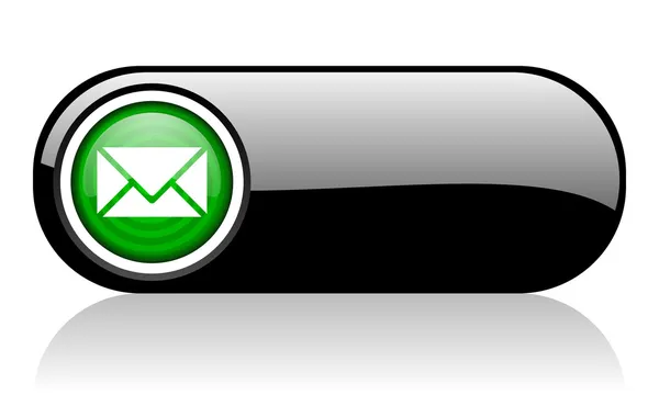 Mail icône web noire et verte sur fond blanc — Photo