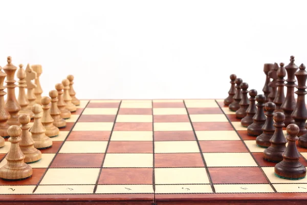 Chess on chessboard before the game — Stock Photo, Image