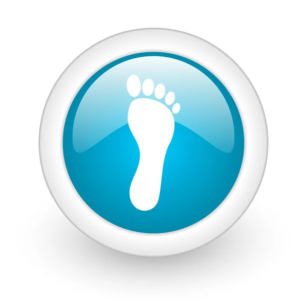 Footprint blue circle glossy web icon on white background — Stock Photo, Image