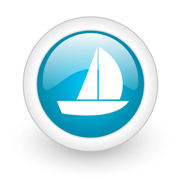 Yacht blue circle glossy web icon on white background — Stock Photo, Image