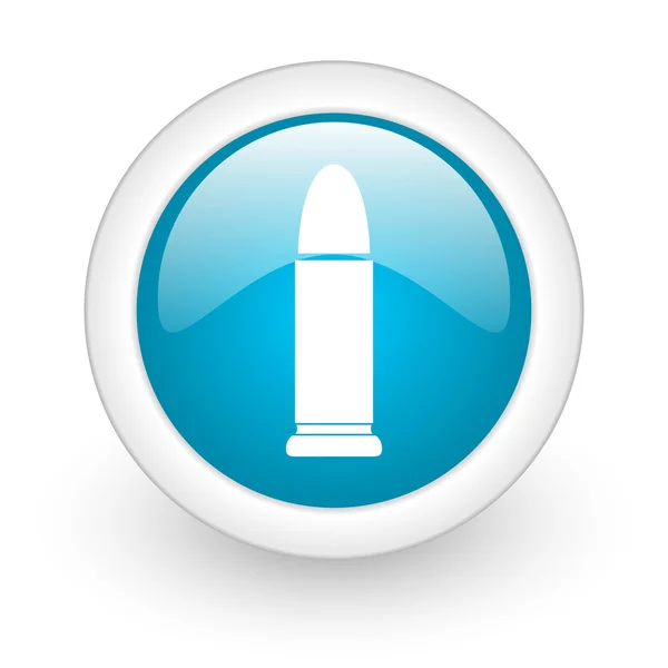 Ammunition blue circle glossy web icon on white background — Stock Photo, Image