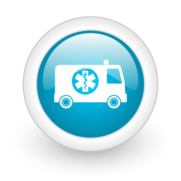 Ambulance blauwe cirkel glanzend web pictogram op witte achtergrond — Stockfoto