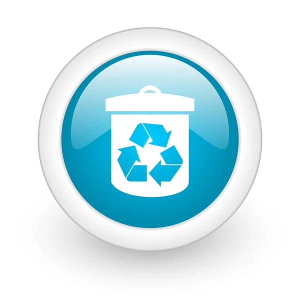 Recycle blauwe cirkel glanzend web pictogram op witte achtergrond — Stockfoto